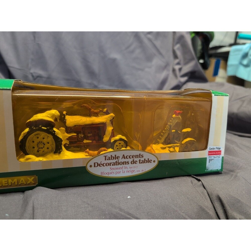 LeMax Village Collection Snowed In Tractor & Plow Winter Christmas Accents 2005